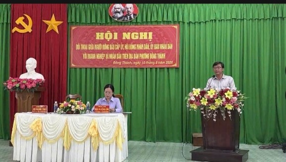 Phường Đông Thành người đứng đầu cấp ủy, chính quyền đối thoại với doanh nghiệp, nhân dân trên địa bàn