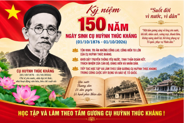 Đông Thành triển khai tuyên truyền kỷ niệm 150 năm ngày sinh cụ Huỳnh Thúc Kháng (01/10/1876 - 01/10/2026)